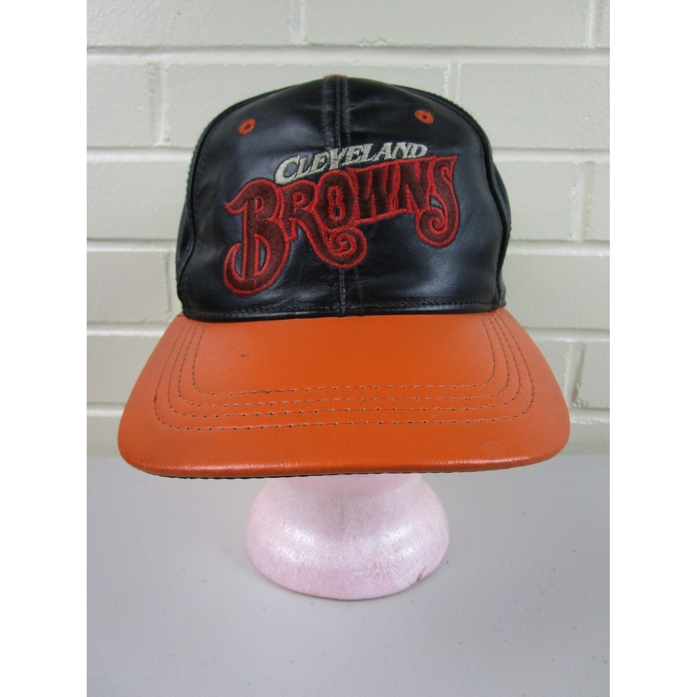 Vintage Cleveland‎ Browns Snapback Hat Genuine Leather NFL Football Cap USA 90s